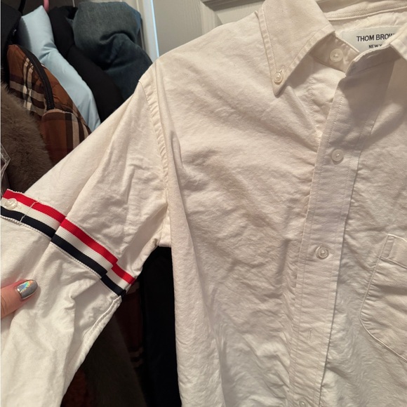 Thom Browne decorative stripe detail on both sleeves heavy shirt | Size L - Picture 6 of 8